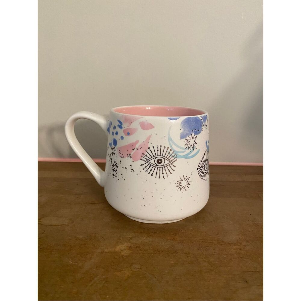 Stay Wild Moon Child Blue White Gold Pink Third Eye Coffee Tea Wide Mug Cup